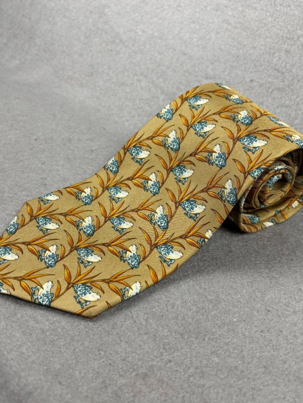 Tiffany & Co. 100% Silk Frog Novelty Print Tie Made in Italy